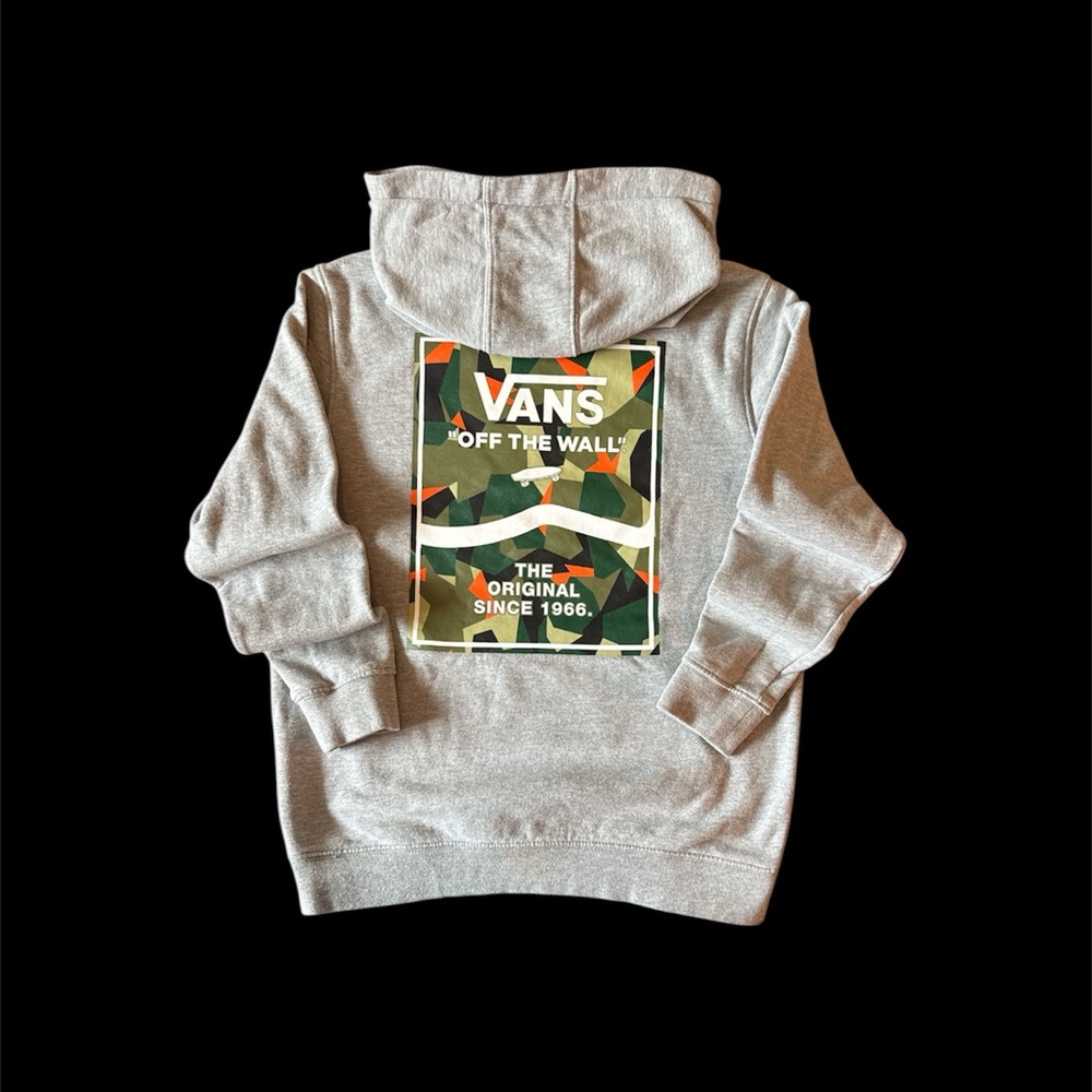 Vans Off The Wall Gray Hoodie with Camouflage Graphic Boys size M